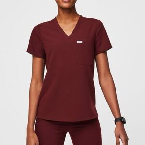 Figs - Burgundy XS Catarina Scrub Top